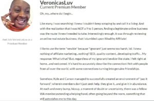 Wealthy Affiliate Review - Veronica Testimonial